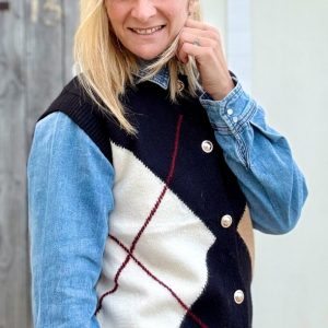 GILET A ROMBI GIROCOLLO LAVORAZIONE CANNETE’