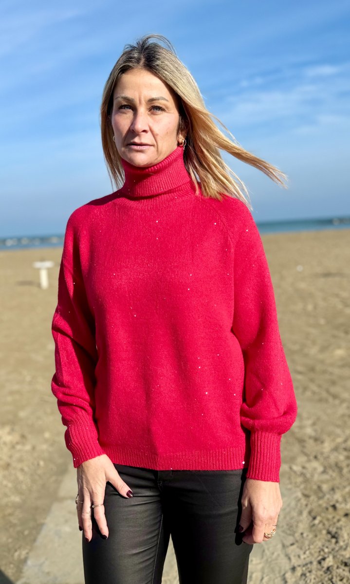 MAGLIONCINO COLLO ALTO CON MICRO PAILETTES - immagine 2