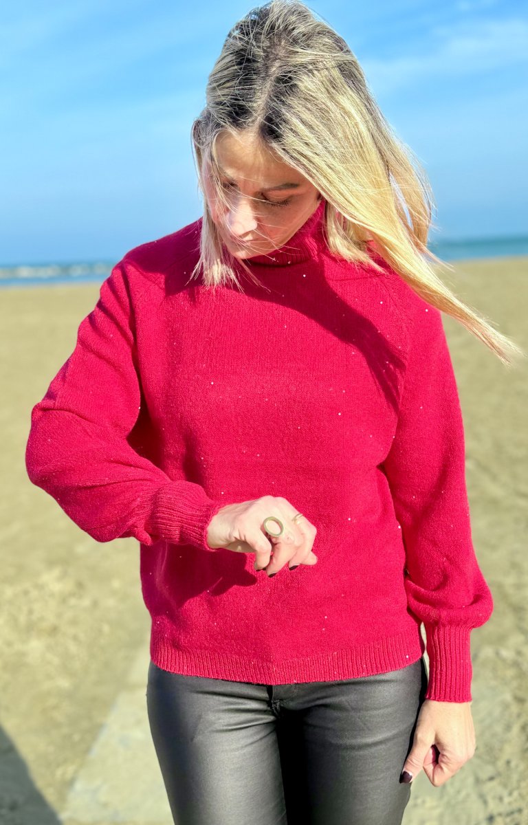 MAGLIONCINO COLLO ALTO CON MICRO PAILETTES - immagine 4