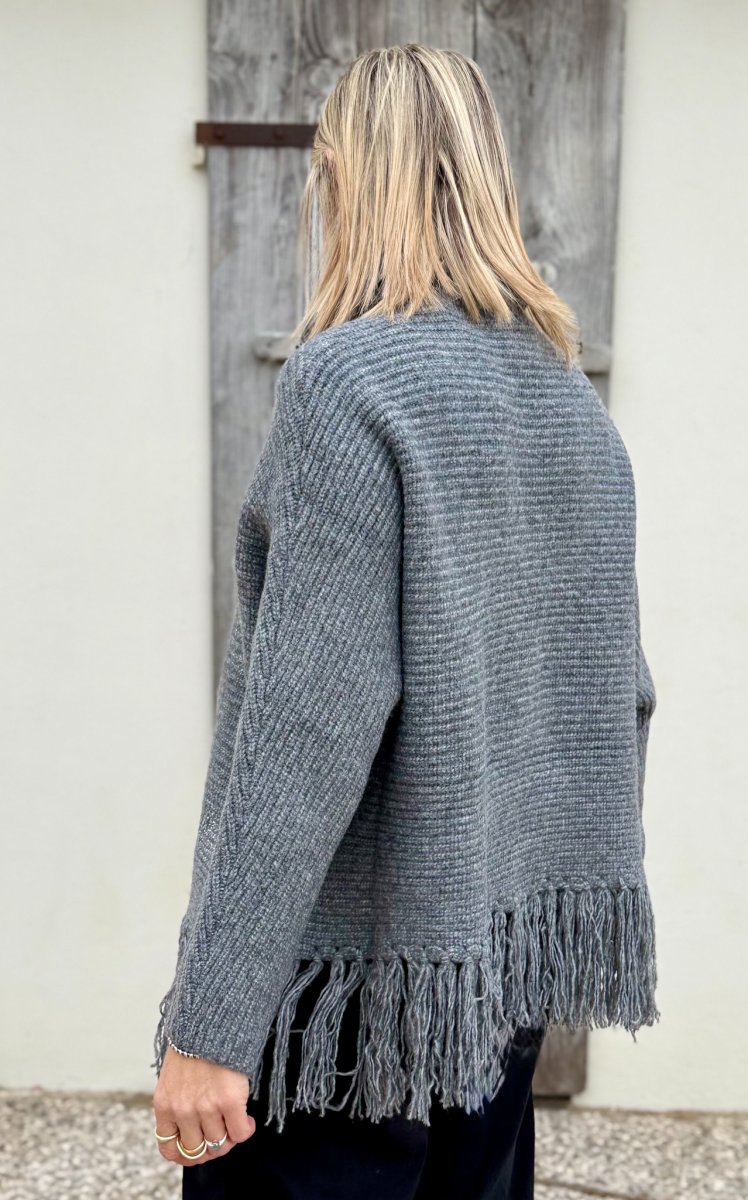 MAGLIONE OVER MISTO LANA CON FRANGE - immagine 3