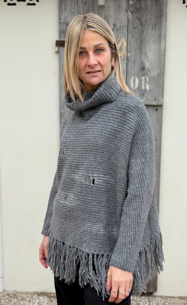 MAGLIONE OVER MISTO LANA CON FRANGE - immagine 2