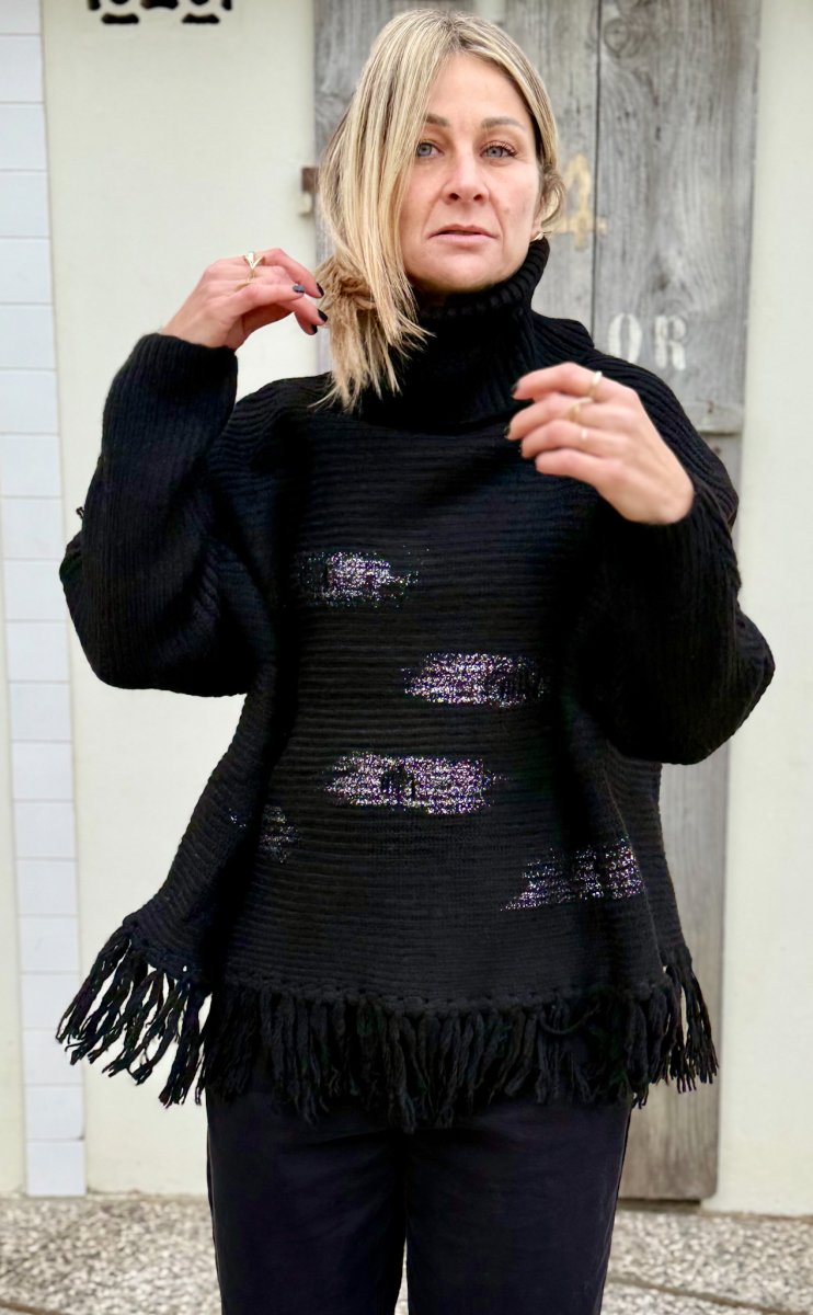 MAGLIONE OVER MISTO LANA CON FRANGE - immagine 5