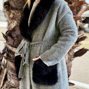 CAPPOTTINO SFODERATO SPINATO ECO PELLICCIA