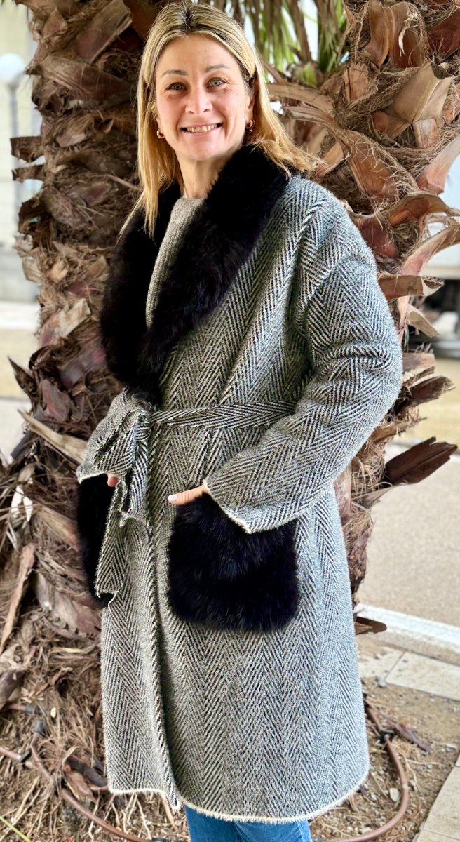 CAPPOTTINO SFODERATO SPINATO ECO PELLICCIA - immagine 2