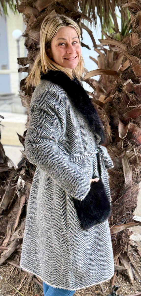 CAPPOTTINO SFODERATO SPINATO ECO PELLICCIA - immagine 3