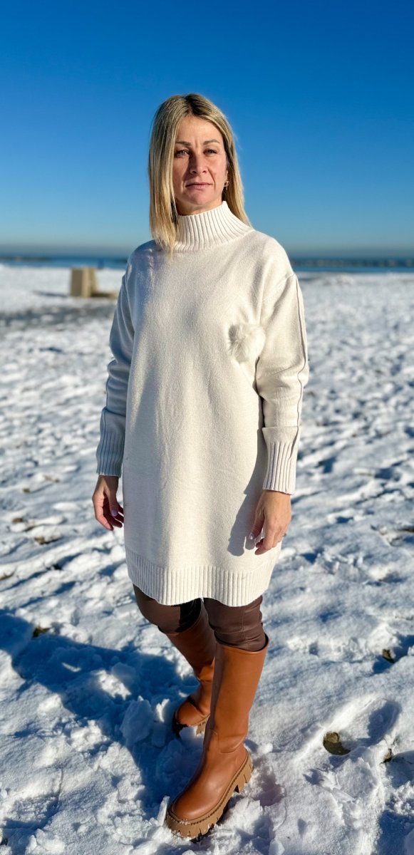 MAXI MAGLIA O ABITO A LUPETTO CON PON PON - immagine 3