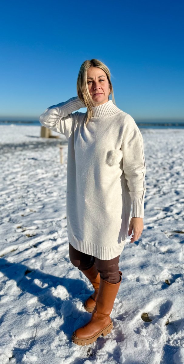 MAXI MAGLIA O ABITO A LUPETTO CON PON PON - immagine 4