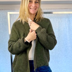 CARDIGAN SENZA BOTTONI CORTO CON FRANGINE