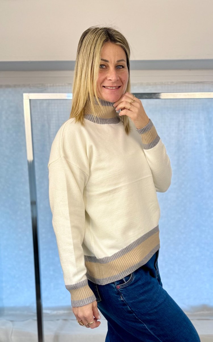 MAGLIONCINO COLLO LUPETTO BORDI A CONTRASTO