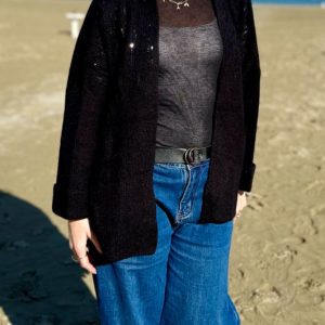 CARDIGAN SENZA BOTTONI CON MICRO PAILETTES