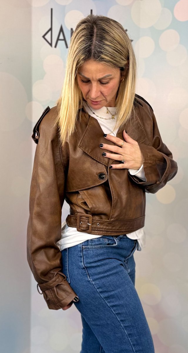 GIACCA ECOPELLE STILE BIKER TAGLIO COMODO - immagine 3