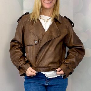 GIACCA ECOPELLE STILE BIKER TAGLIO COMODO