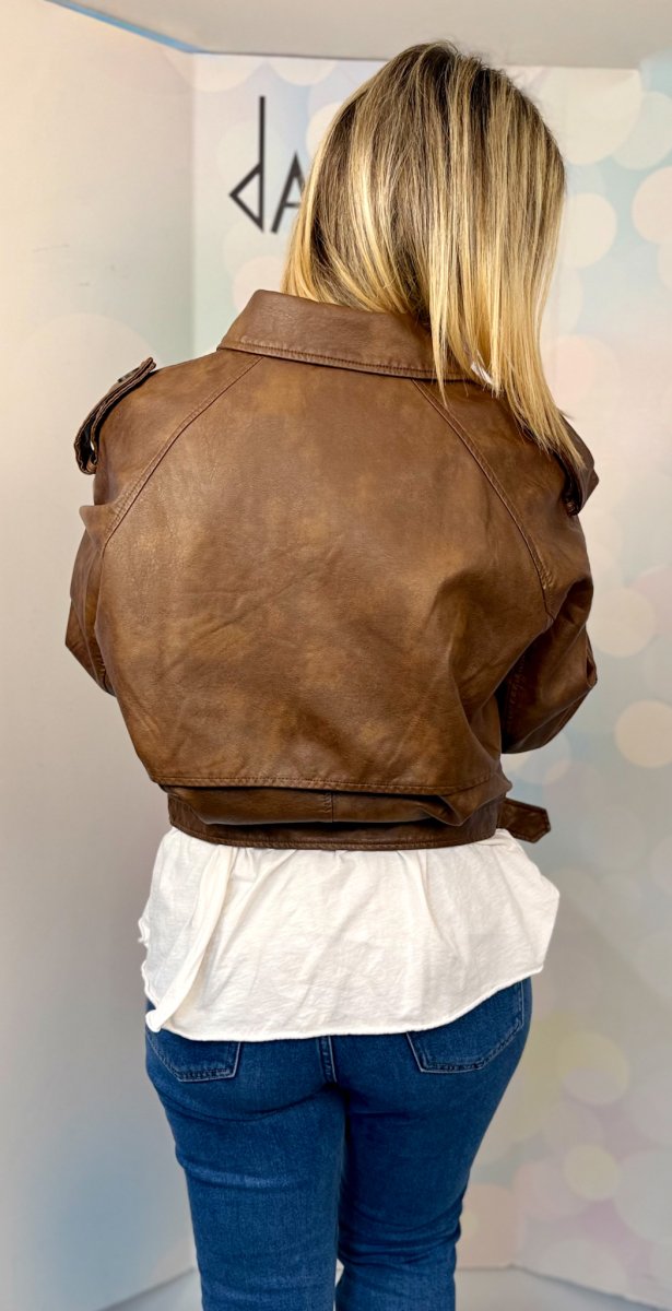 GIACCA ECOPELLE STILE BIKER TAGLIO COMODO - immagine 4