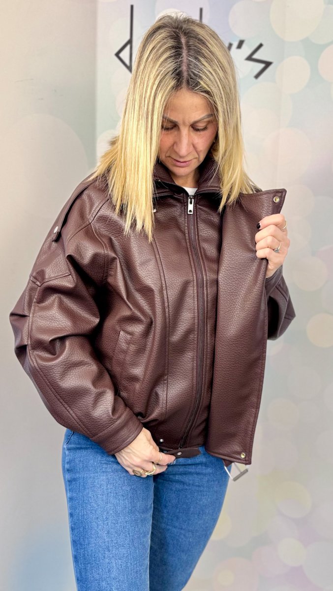 GIACCA ECOPELLE BIKER CON DOPPIA ALLACCIATURA - immagine 4