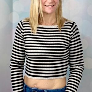 MAGLIONCINO CROP CORTO A COSTINE RIGATO