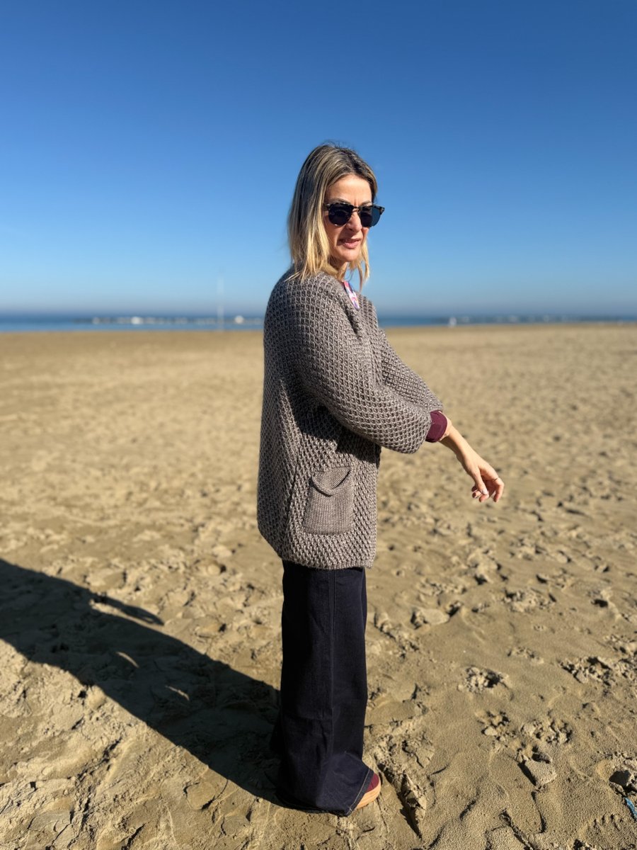 CARDIGAN APERTO CON TASCHE FRONTALI - immagine 4