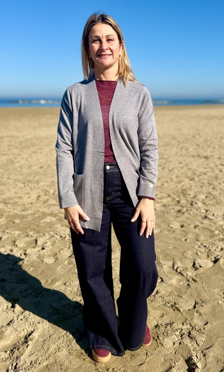 CARDIGAN APERTO BRILLANTINI POLSI E TASCHE - immagine 5