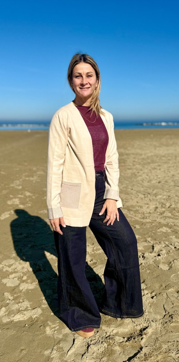 CARDIGAN APERTO BRILLANTINI POLSI E TASCHE - immagine 2