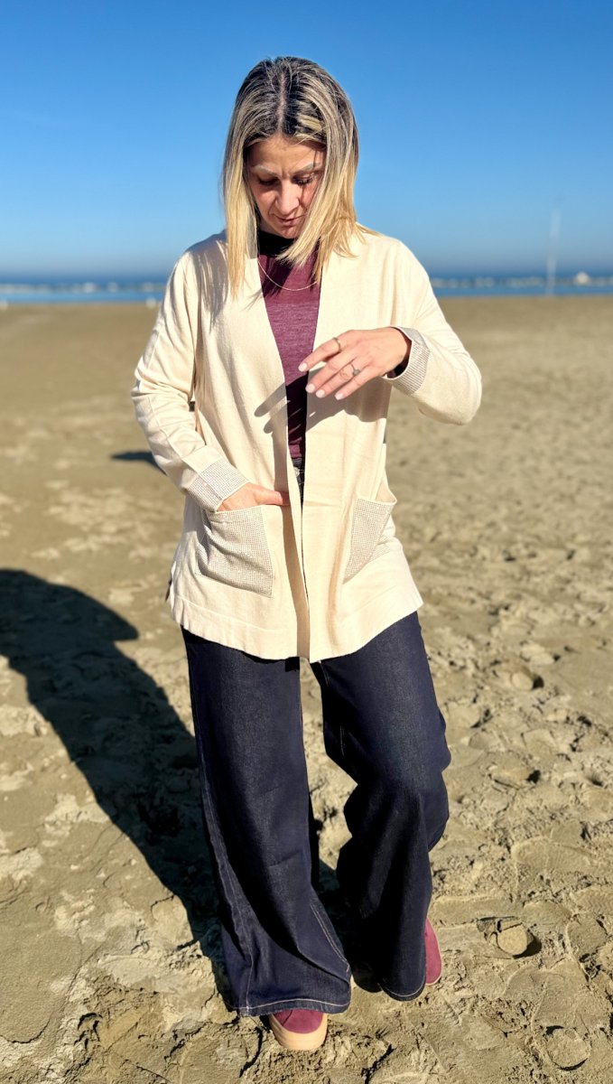 CARDIGAN APERTO BRILLANTINI POLSI E TASCHE - immagine 4