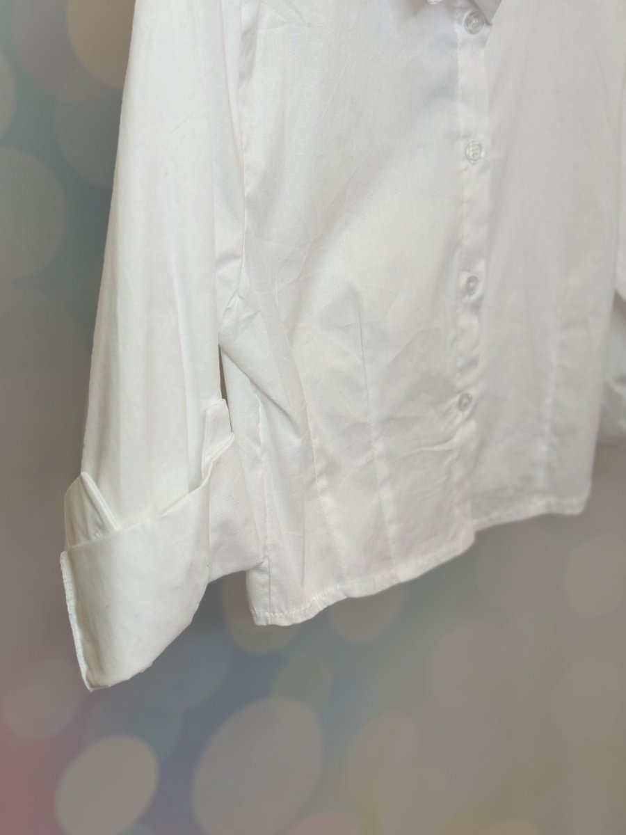 CAMICIA CROPPED ELASTICIZZATA CON PENCE - immagine 3