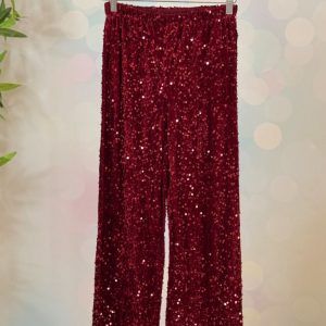 PANTALONE GAMBA LARGA PAILETTES ELASTICIZZATO