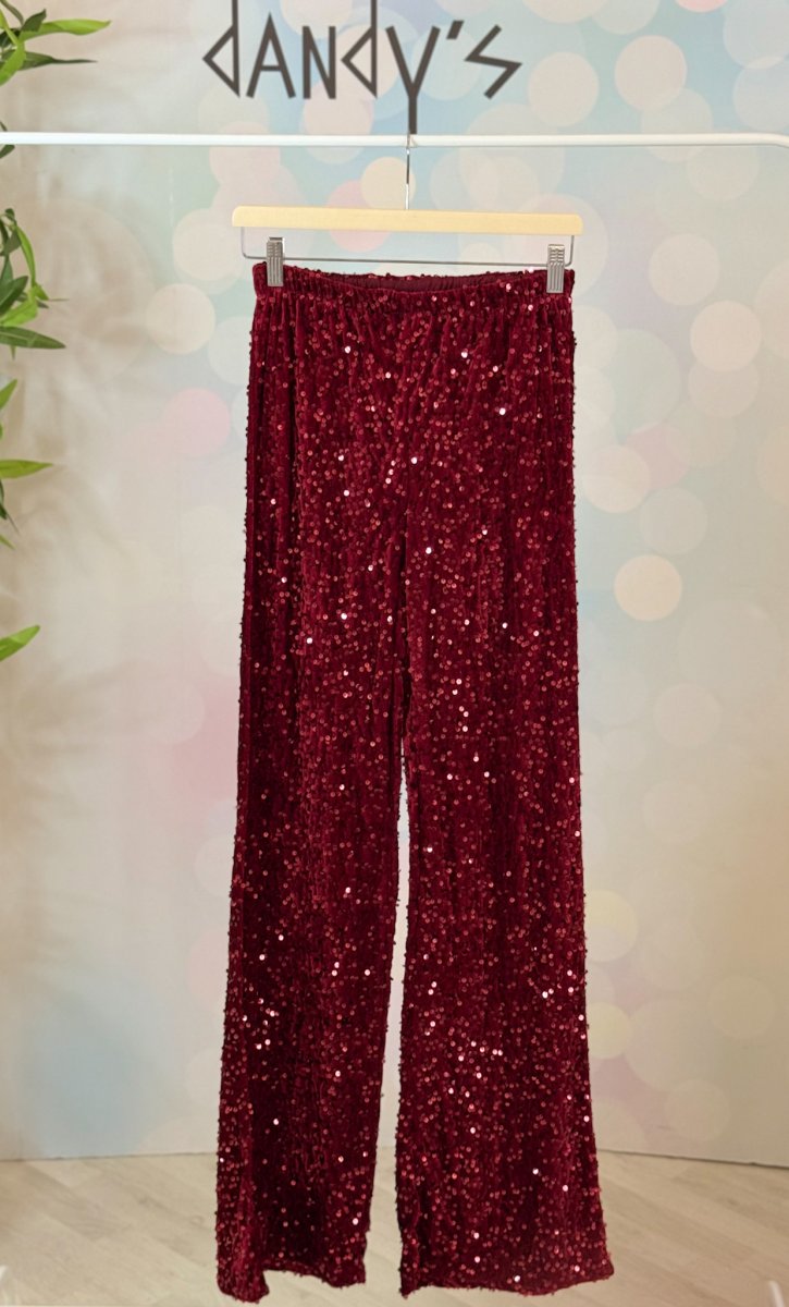 PANTALONE GAMBA LARGA PAILETTES ELASTICIZZATO - immagine 2