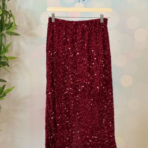 LONGUETTE CON PAILETTES ELASTICIZZATA BORDEAUX