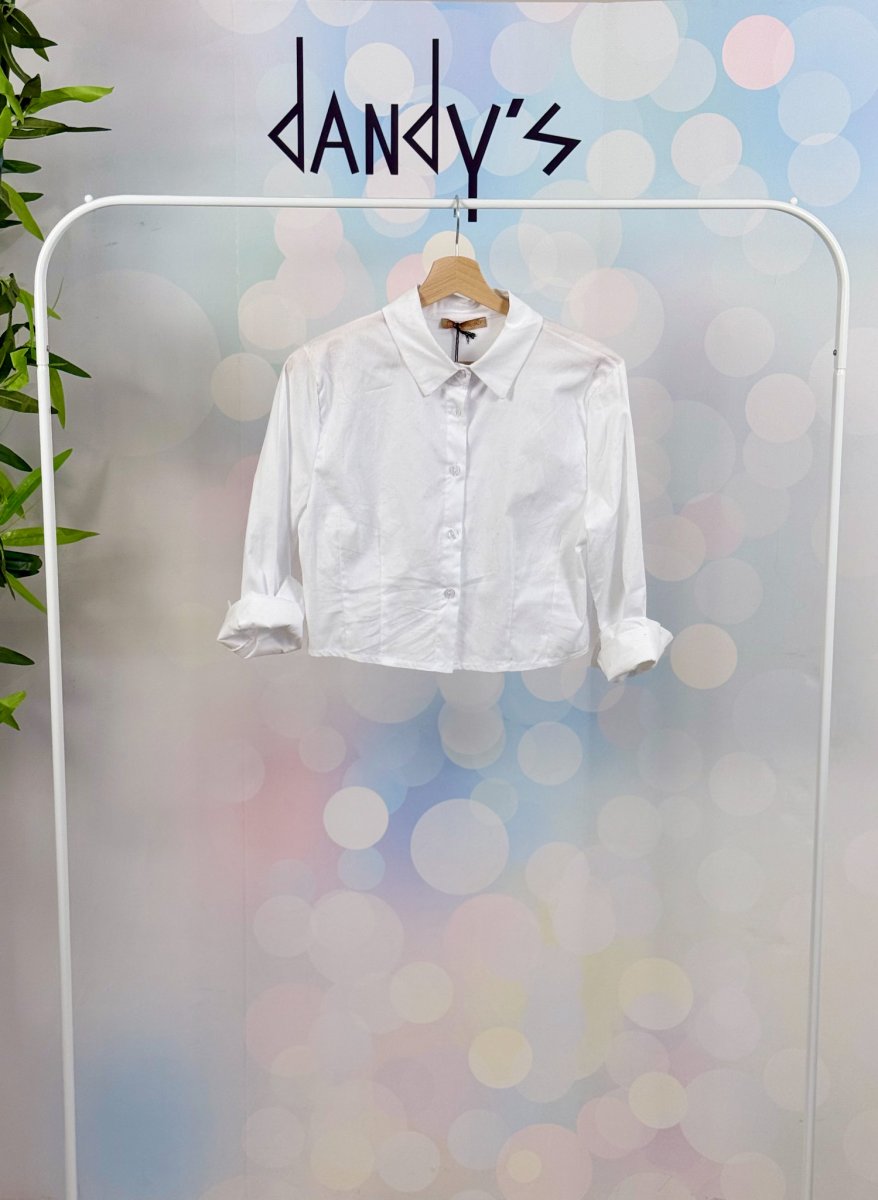 CAMICIA CROPPED ELASTICIZZATA CON PENCE - immagine 5