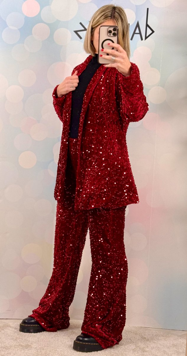 PANTALONE GAMBA LARGA PAILETTES ELASTICIZZATO - immagine 5