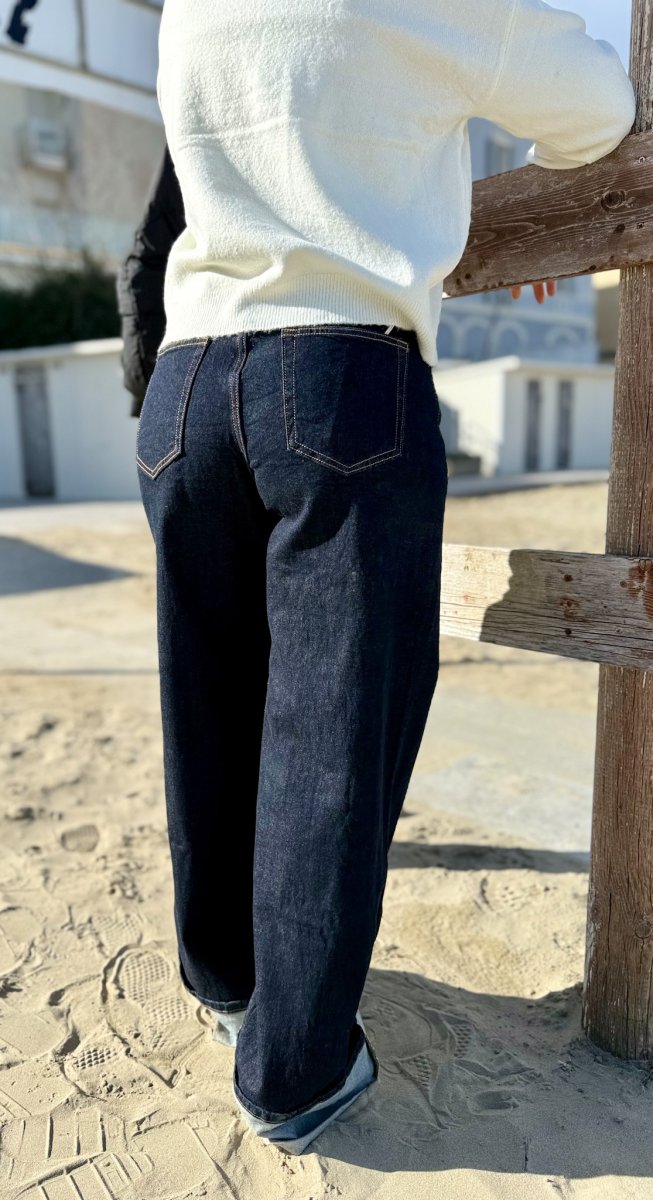 JEANS ELASTICIZZATO CON RISVOLTO E GAMBA LARGA - immagine 5