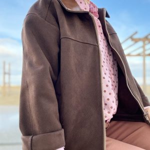 CAPPOTTINO CON CERNIERA E COLLETTO IN ECO-PELLE