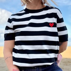 T-SHIRT RIGATA IN JERSEY CON CUORICINO