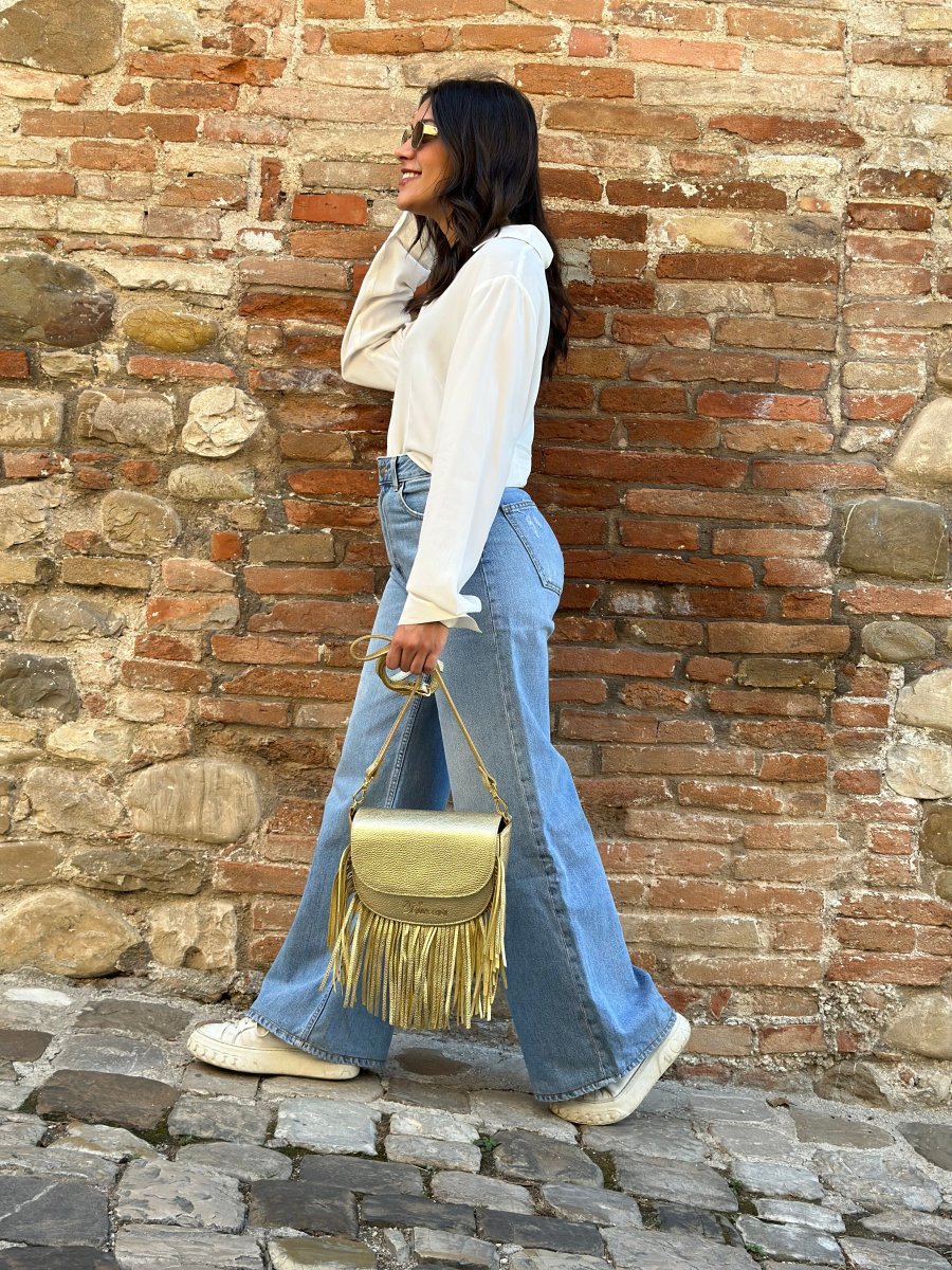 Borsa in pelle OLIVIA lamè platino - immagine 8