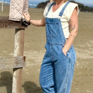 SALOPETTE DI JEANS GAMBA LARGA
