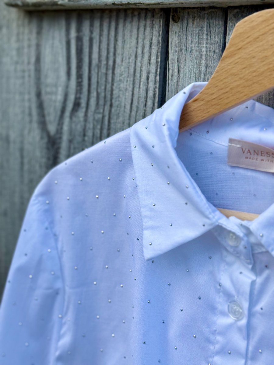 CAMICIA CROP TOP CON BRILLANTINI ELASTICIZZATA - immagine 6