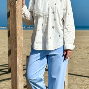 CAMICIA OVERSIZE CON PIETRE IN COTONE
