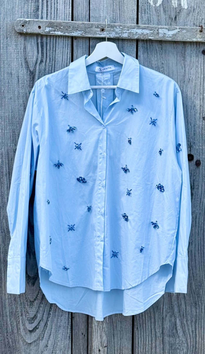 CAMICIA OVERSIZE CON PIETRE IN COTONE - immagine 5