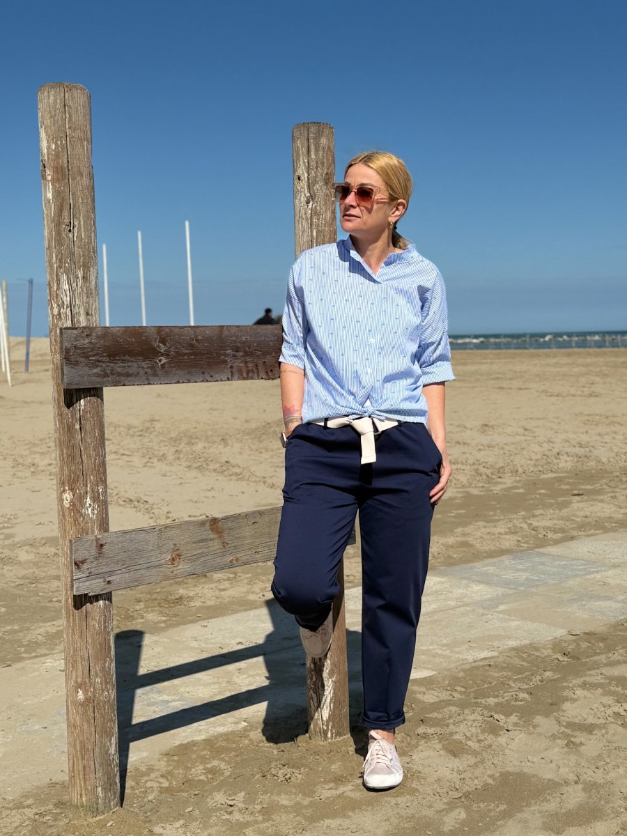 CAMICIA GESSATA COLLO COREANA INSERTI COLORATI - immagine 4