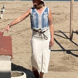 GONNA DI JEANS MIDI PANNA