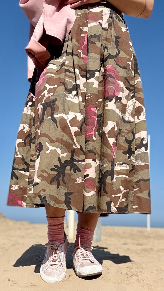 MAXI GONNA CAMOUFLAGE CON TASCHE IN COTONE - immagine 4