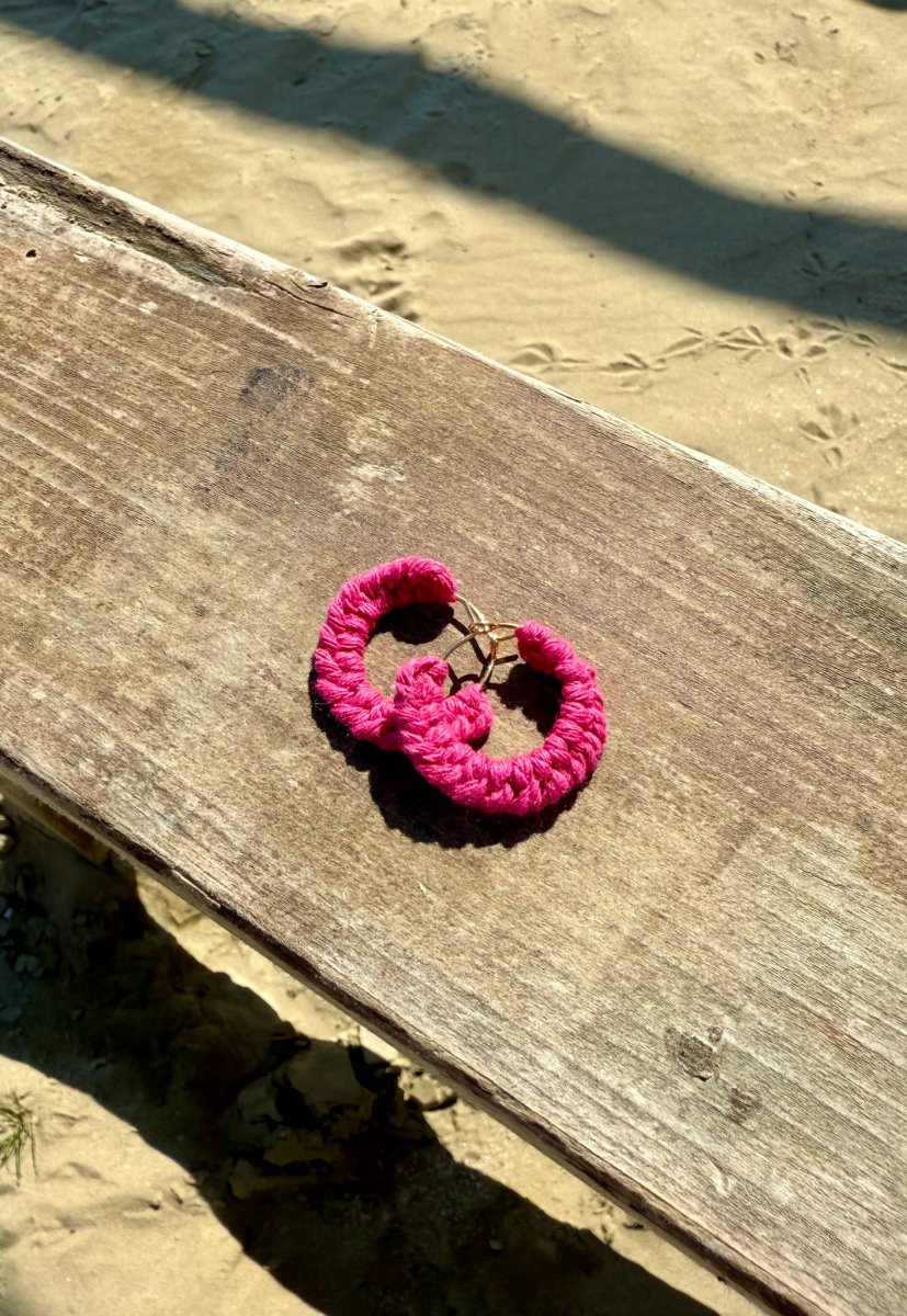 ORECCHINI ARTIGIANALI MACRAMÈ INOX E COTONE - immagine 4