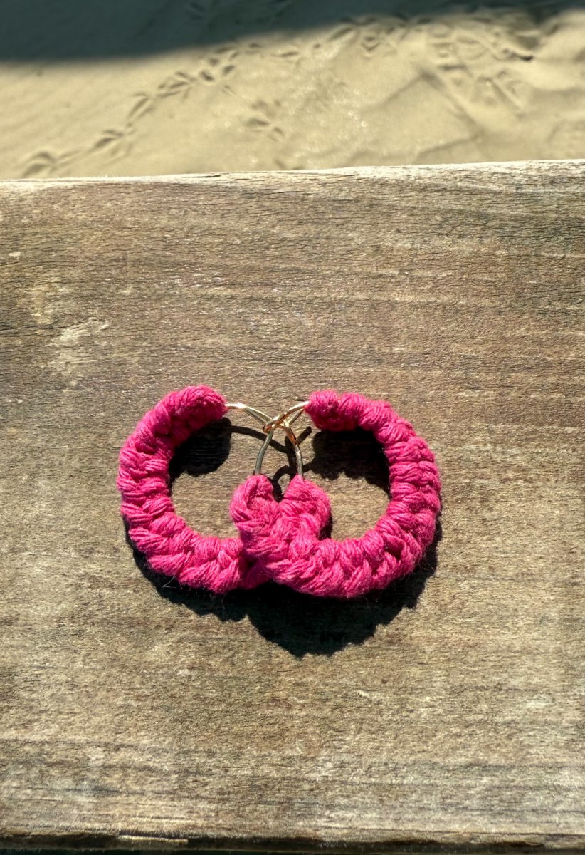 ORECCHINI ARTIGIANALI MACRAMÈ INOX E COTONE - immagine 3