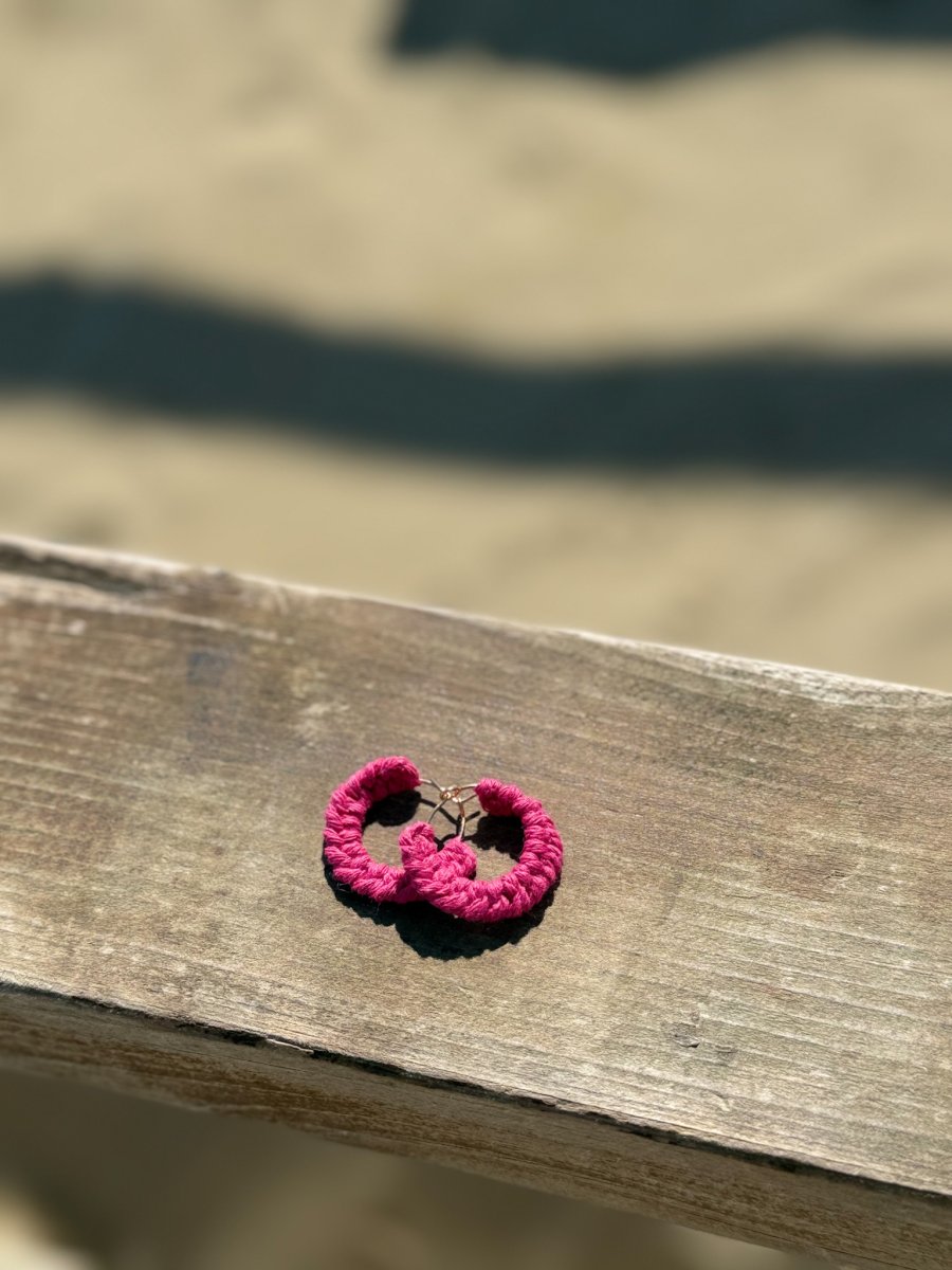 ORECCHINI ARTIGIANALI MACRAMÈ INOX E COTONE - immagine 5