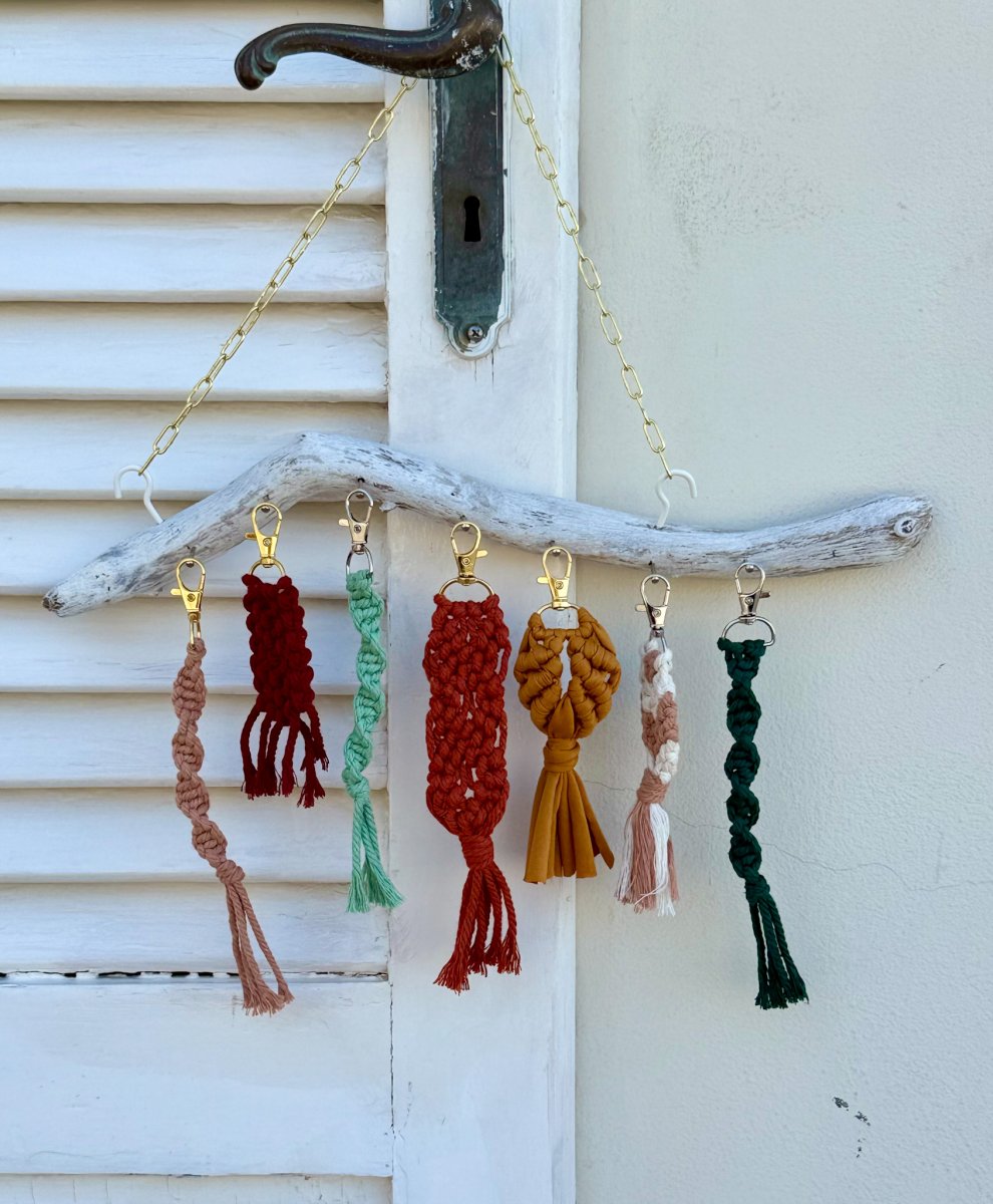 PORTACHIAVI ARTIGIANALE MACRAMÈ 100% COTONE - immagine 2