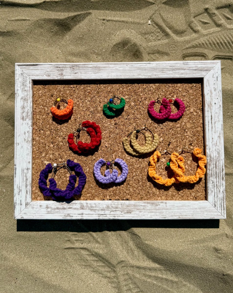 ORECCHINI ARTIGIANALI MACRAMÈ INOX E COTONE