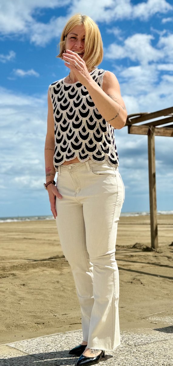 CANOTTA CROCHET EFFETTO PAVONE - immagine 4