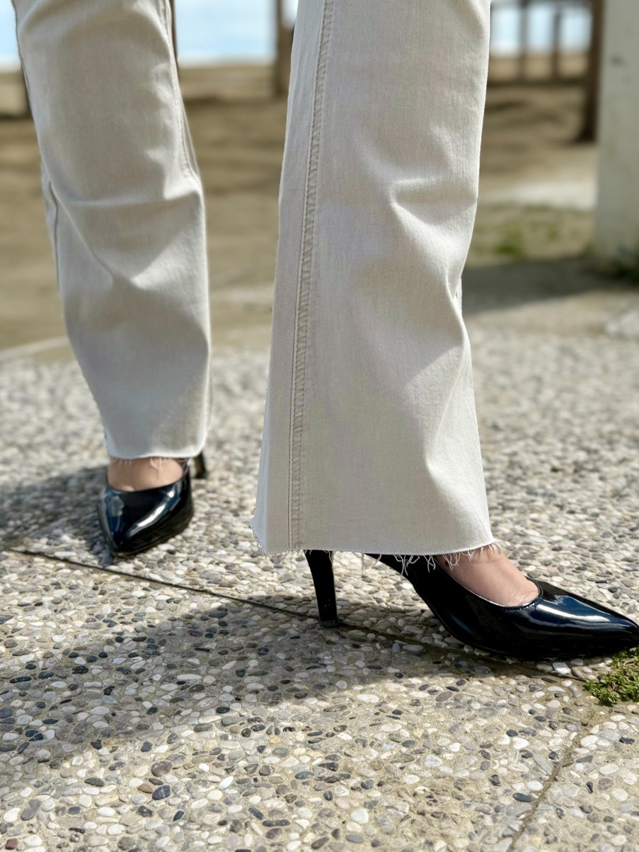 JEANS TROMBETTA MIDI ELASTICIZZATO E SFRANGIATO - immagine 4