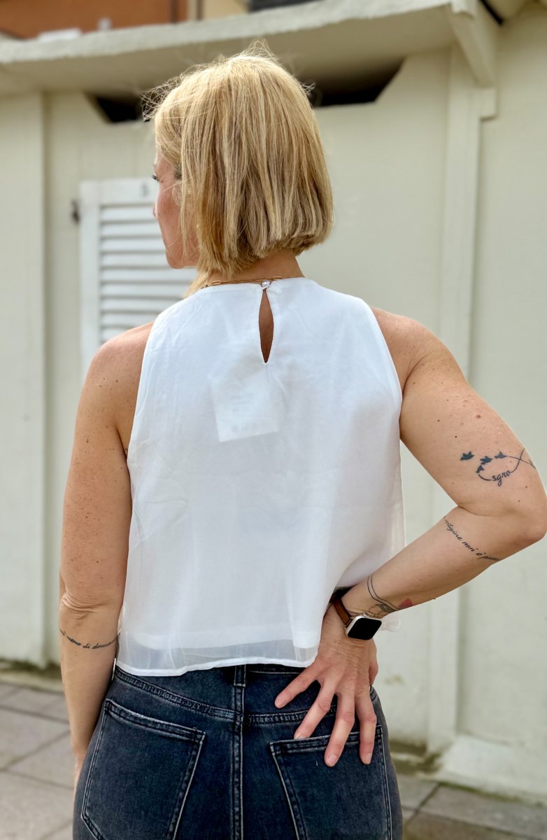 CANOTTA VOILE EFFETTO PETALI - immagine 3