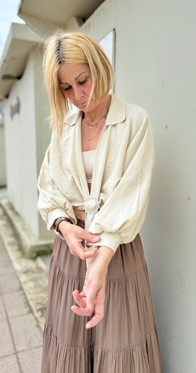 CAMICIA-COPRISPALLE ELEGANTE CON CHIUSURA GIOIELLO - immagine 3