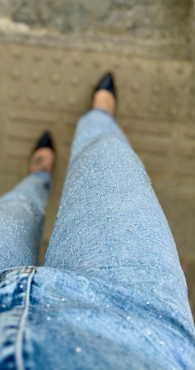 JEANS CHIARO MOM BRILLANTINI - immagine 3